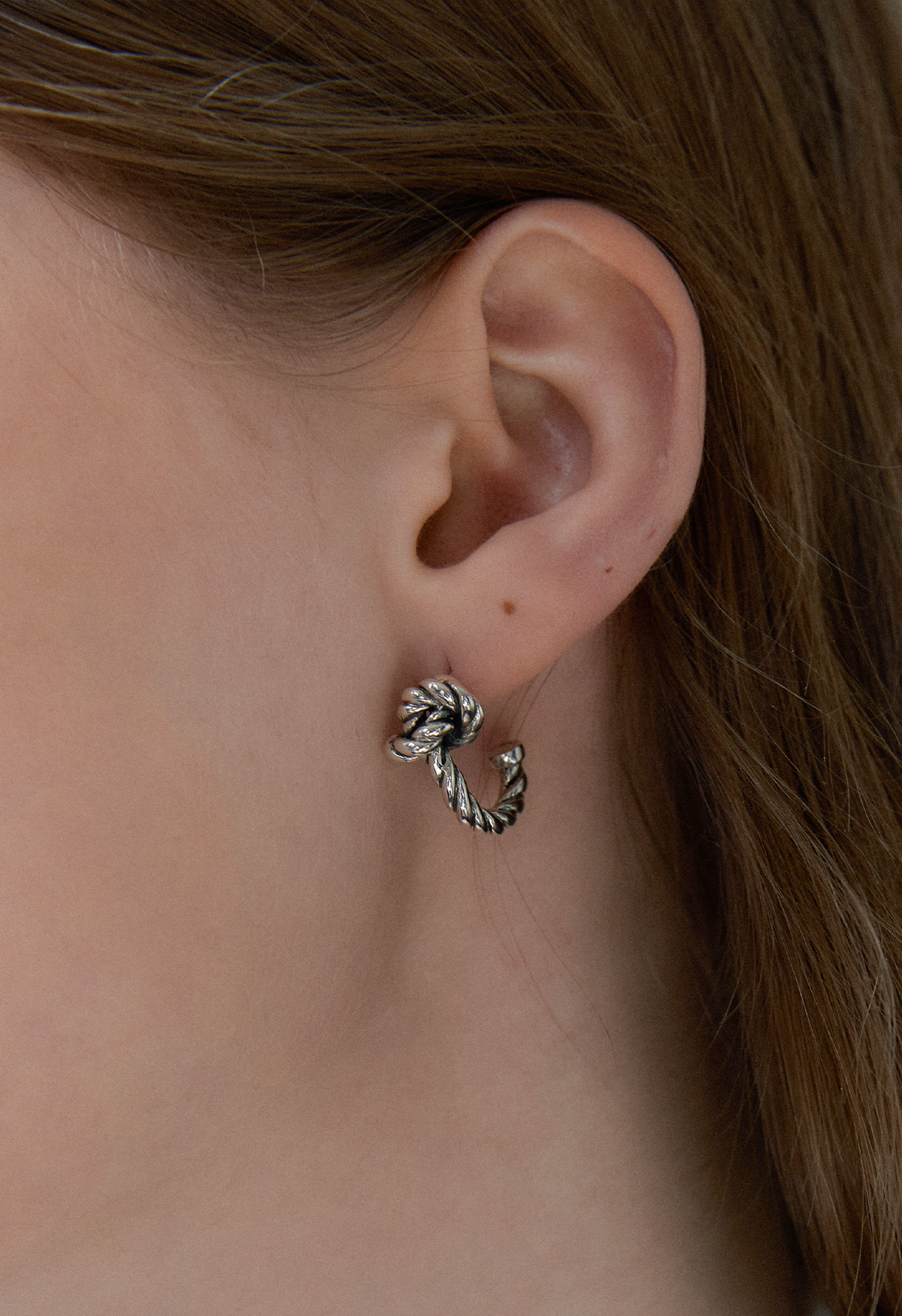 Silver Rope knotted Earing