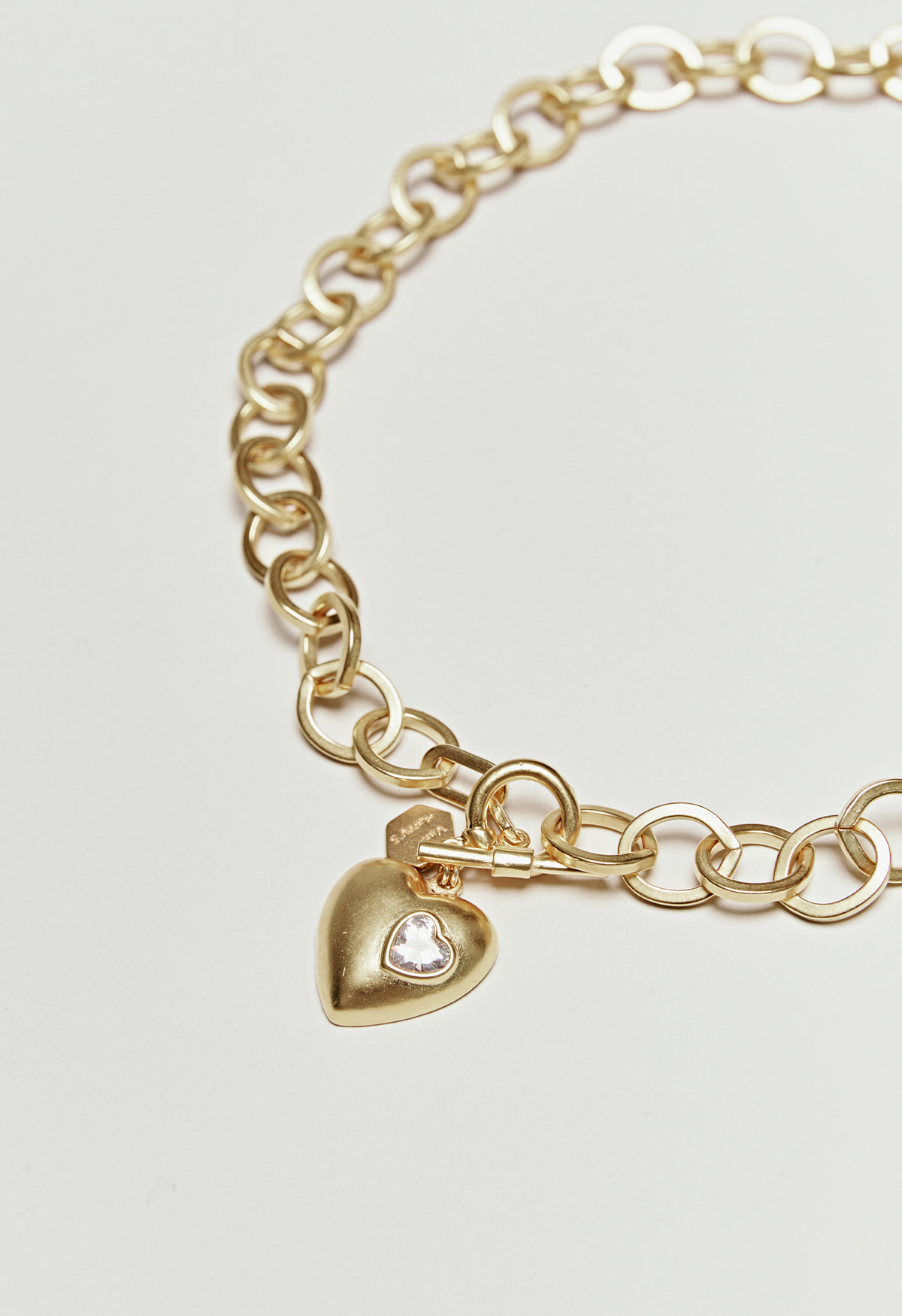 Cubic Point Heart Cham Necklace - Gold